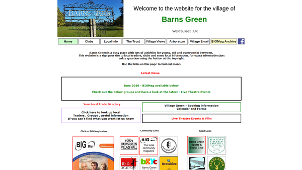 Screenshot of the Barns Green Playgroup website