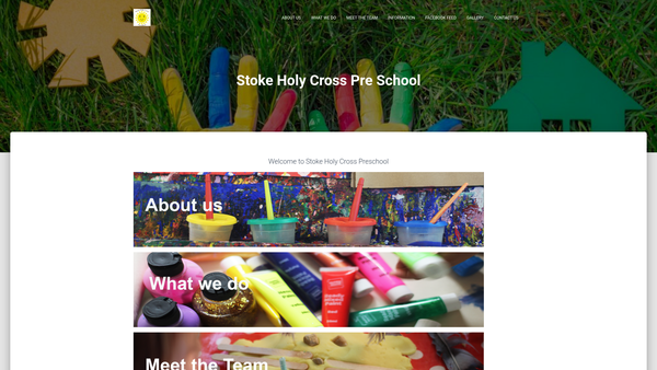 Screenshot of the Stoke Holy Cross Pre-School Playgroup website