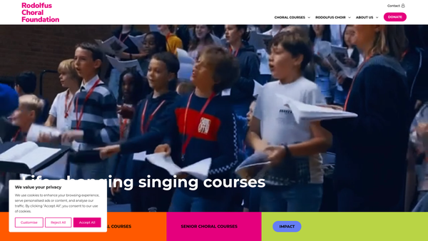 Screenshot of the The Rodolfus Choral Foundation Limited website