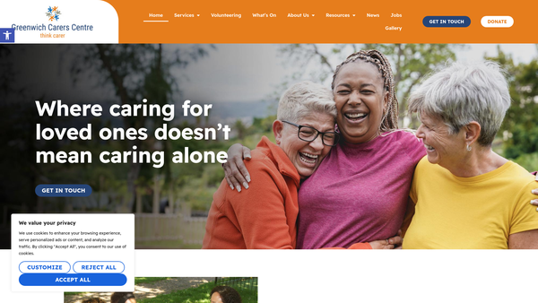Screenshot of the The Greenwich Carers Centre website