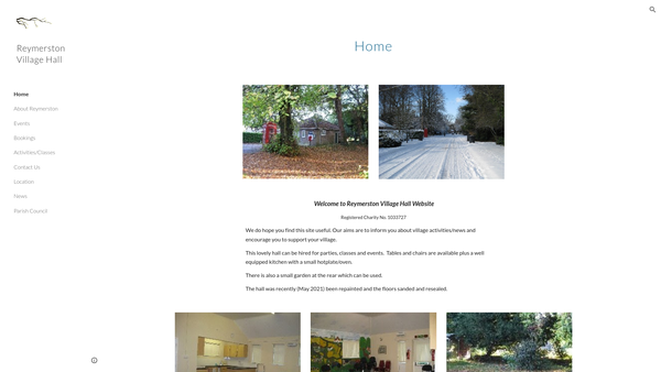Screenshot of the Reymerston Village Hall website