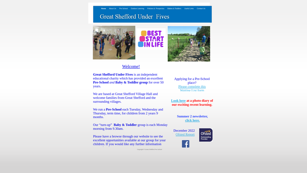 Screenshot of the Great Shefford Under Fives website