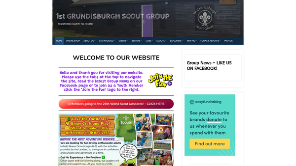 Screenshot of the 1st Grundisburgh Scout Group website