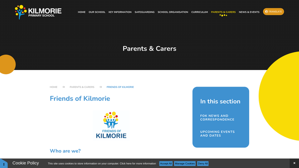 Screenshot of the Friends Of Kilmorie website