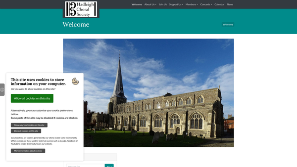 Screenshot of the Hadleigh Choral Society website