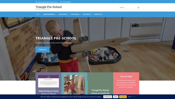 Screenshot of the Triangle Playgroup website