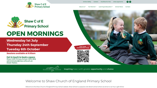 Screenshot of the Parents And Friends Of Shaw website