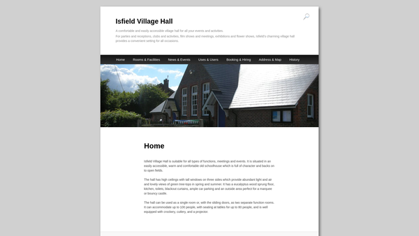 Screenshot of the Isfield Village Hall Charity website