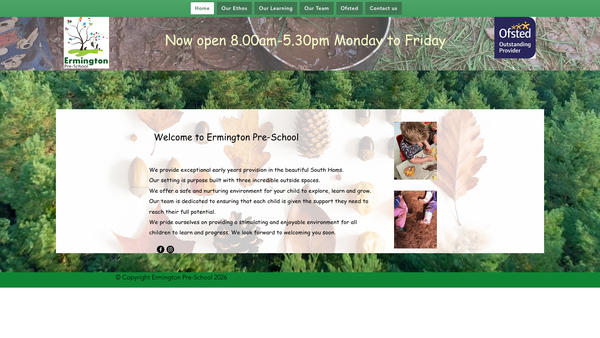 Screenshot of the Ermington Pre-School Unit website