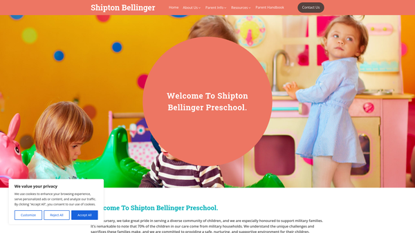 Screenshot of the Shipton Bellinger Playgroup website