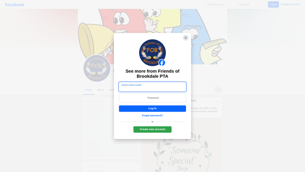 Screenshot of the Friends Of Brookdale Parent Teacher Association website