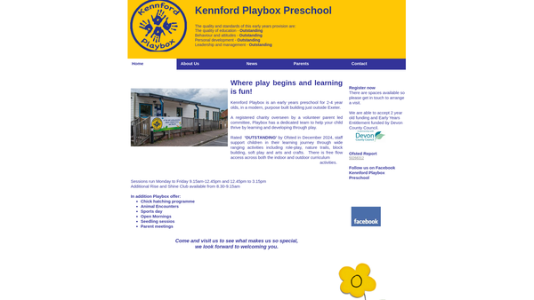 Screenshot of the Kennford Playbox website