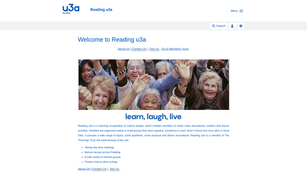 Screenshot of the University Of The Third Age - Reading website