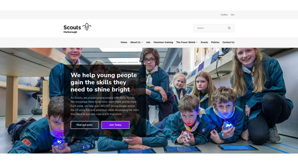 Screenshot of the 1st Fleckney Scout Group website