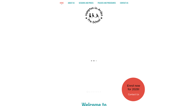 Screenshot of the Hampton In Arden Pre-School Learning Alliance website