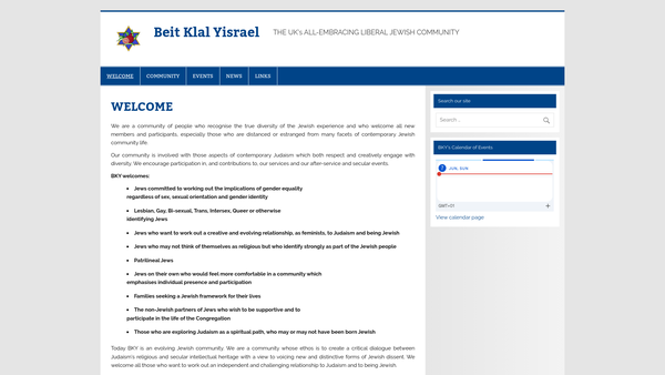 Screenshot of the Beit Klal Yisrael website