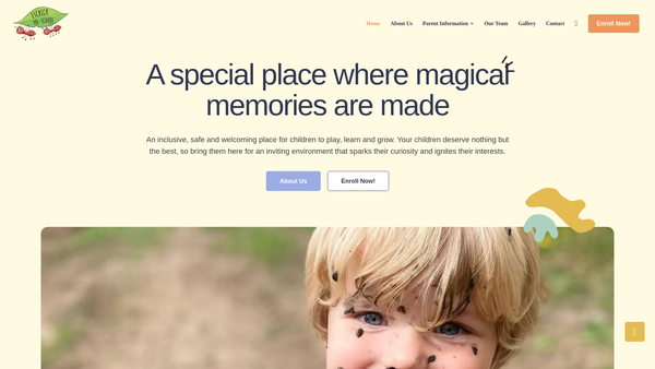 Screenshot of the Escrick Pre-School website