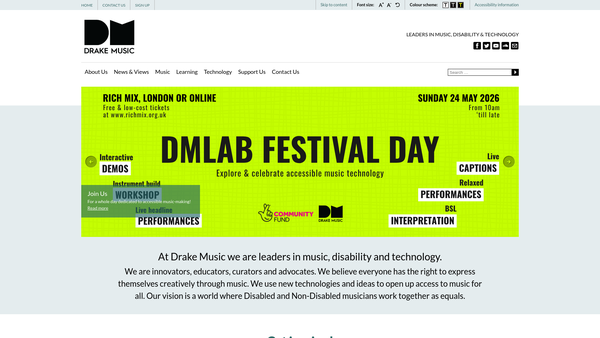 Screenshot of the Drake Music website