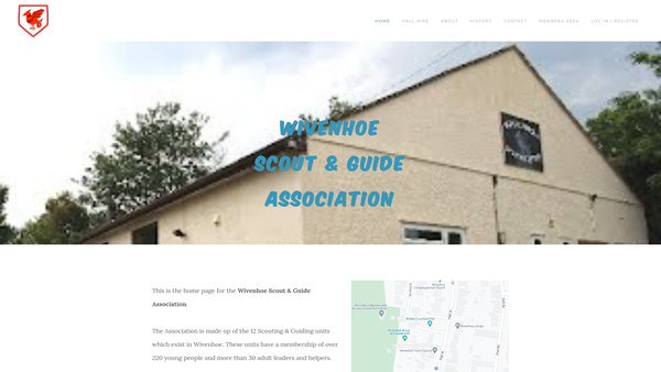 Screenshot of the Wivenhoe Scout And Guide Association website