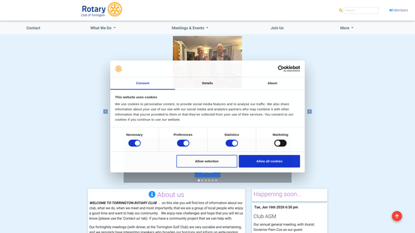 Screenshot of the Rotary Club Of Torrington Trust Fund website