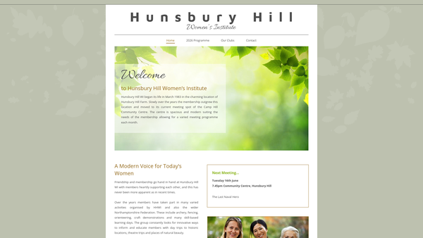 Screenshot of the Hunsbury Hill Womens Institute website