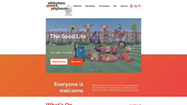 Screenshot of the Altrincham Garrick Society Limited website