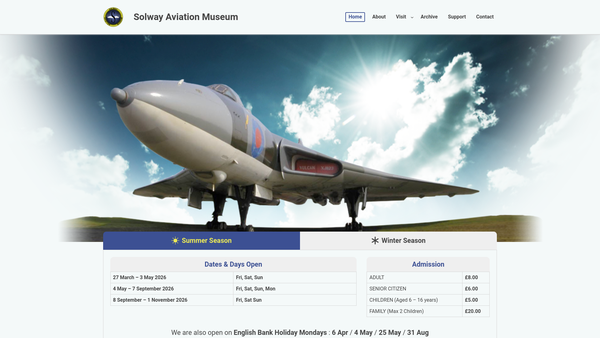 Screenshot of the The Solway Aviation Society Limited website