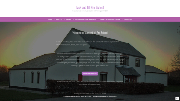 Screenshot of the Jack And Jill Pre-School website
