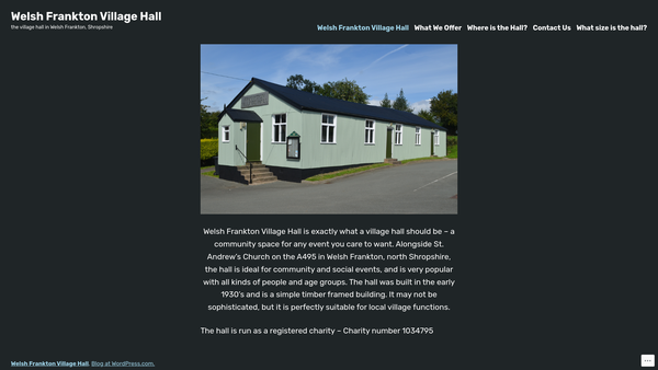 Screenshot of the Welsh Frankton Village Hall website