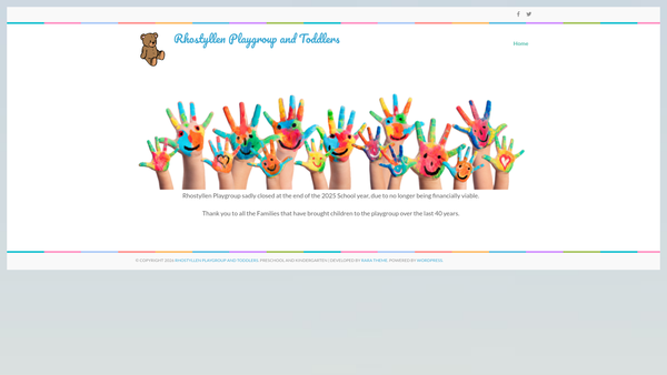 Screenshot of the Rhostyllen Playgroup And Toddlers website