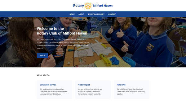 Screenshot of the Rotary Club of Milford Haven Trust Fund website