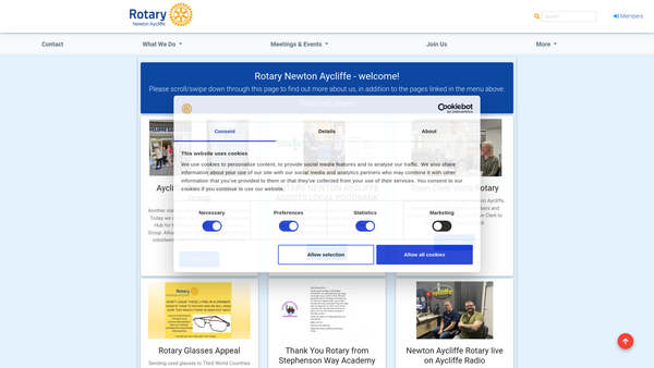 Screenshot of the Rotary Club Of Newton Aycliffe Trust Fund website
