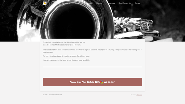 Screenshot of the Tintwistle Band website