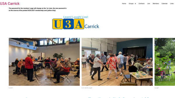 Screenshot of the University Of The Third Age In Carrick website