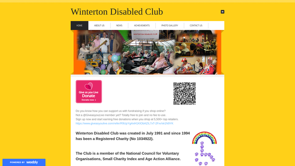 Screenshot of the Winterton Disabled Club website