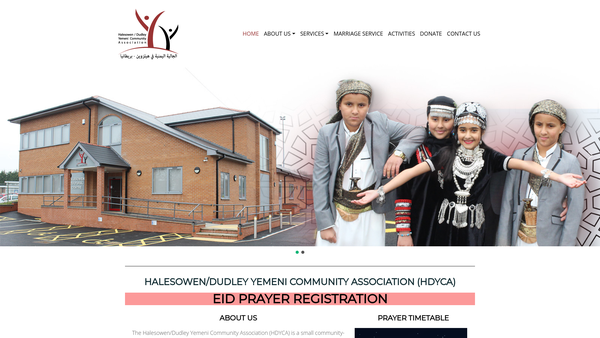 Screenshot of the Halesowen / Dudley Yemeni Community Association website