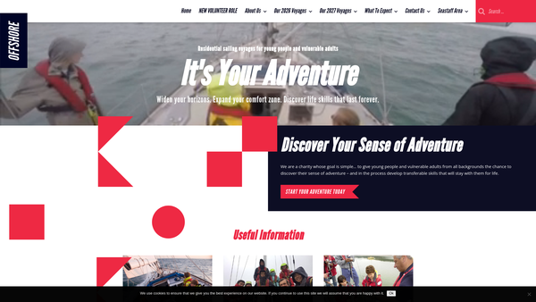 Screenshot of the Adventures Offshore website