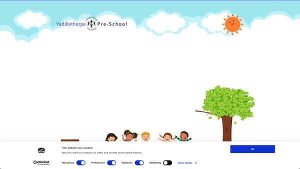 Screenshot of the Yaddlethorpe Pre - School website