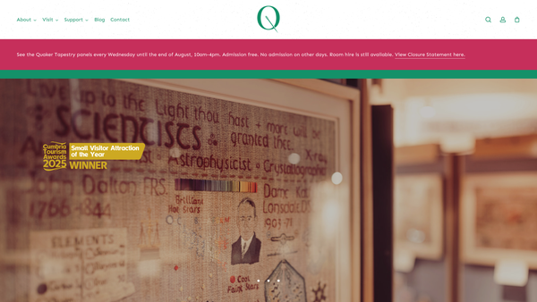 Screenshot of the Quaker Tapestry Limited website