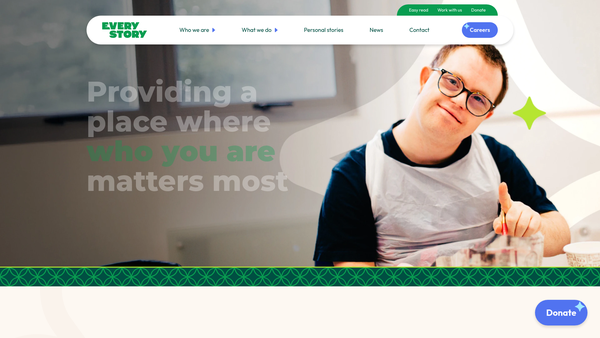 Screenshot of the EveryStory Charity website
