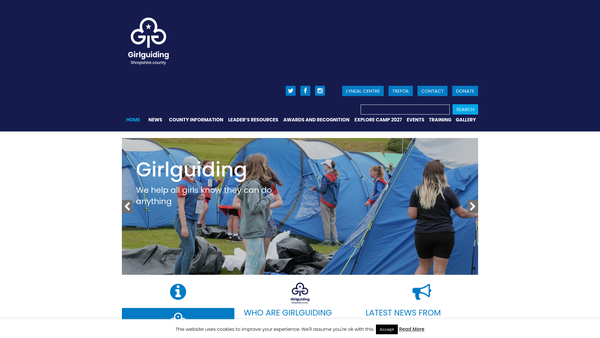 Screenshot of the The Guide Association - Shropshire County website