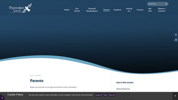 Screenshot of the Friends Of Thornden School website