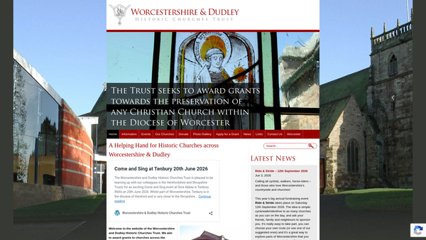 Screenshot of the The Worcestershire And Dudley Historic Churches Trust website