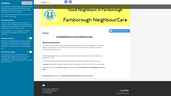 Screenshot of the Farnborough Neighbourcare website