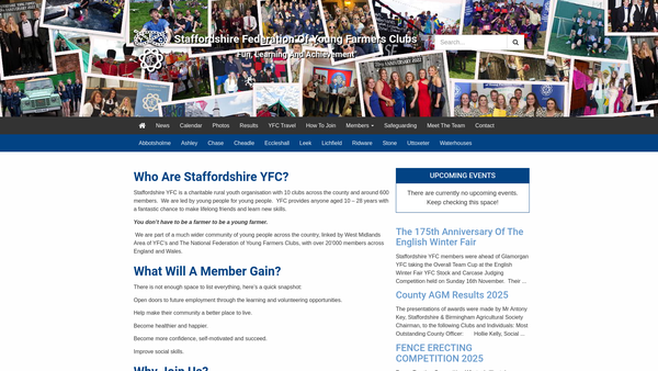 Screenshot of the Leek Young Farmers Club website