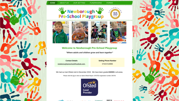 Screenshot of the Newborough Pre School Playgroup website