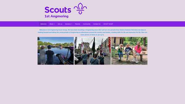 Screenshot of the 1st Angmering Scout Group website