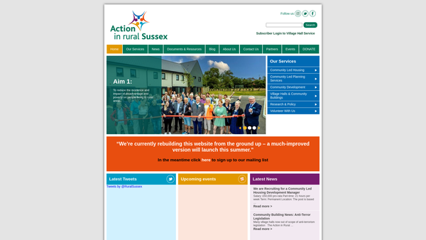Screenshot of the Sussex Rural Community Council website