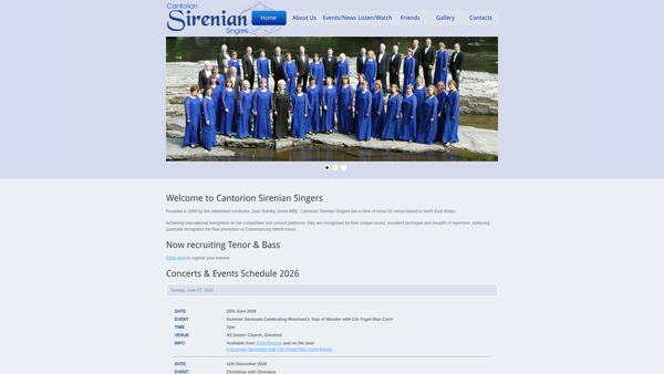 Screenshot of the The Sirenian Singers website