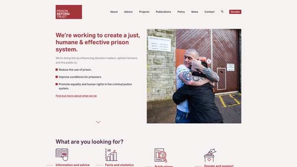 Screenshot of the Prison Reform Trust website